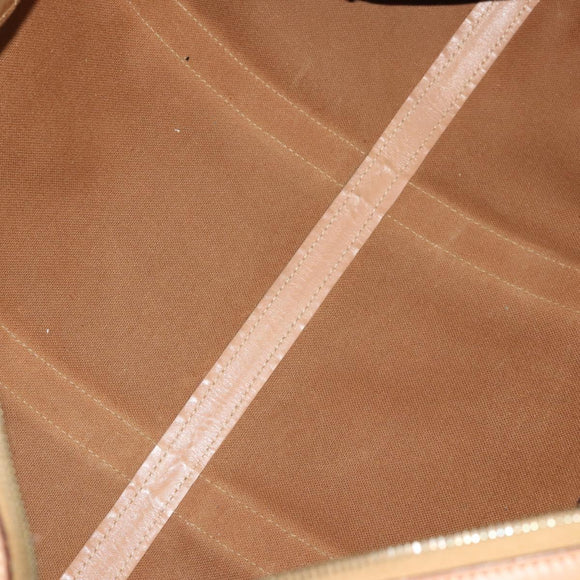 CELINE Macadam Canvas Boston Bag PVC Leather Brown Gold Auth mr2233