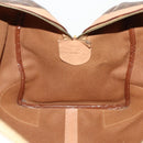 CELINE Macadam Canvas Boston Bag PVC Leather Brown Gold Auth mr2233-20