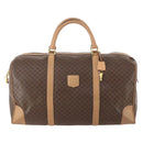 CELINE Macadam Canvas Boston Bag PVC Leather Brown Gold Auth mr2233-13