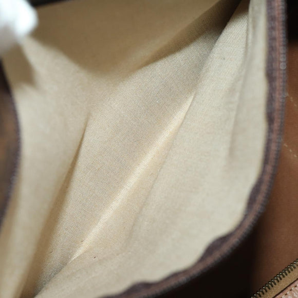 CELINE Macadam Canvas Boston Bag PVC Leather Brown Gold Auth mr2233