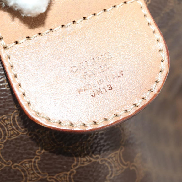 CELINE Macadam Canvas Boston Bag PVC Leather Brown Gold Auth mr2233