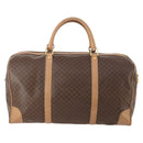 CELINE Macadam Canvas Boston Bag PVC Leather Brown Gold Auth mr2233-2