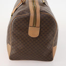 CELINE Macadam Canvas Boston Bag PVC Leather Brown Gold Auth mr2233-3