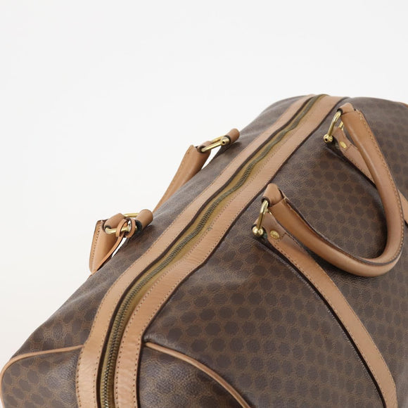 CELINE Macadam Canvas Boston Bag PVC Leather Brown Gold Auth mr2233