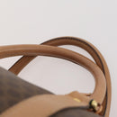 CELINE Macadam Canvas Boston Bag PVC Leather Brown Gold Auth mr2233-8