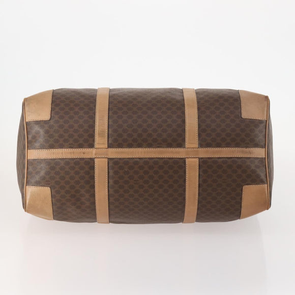 CELINE Macadam Canvas Boston Bag PVC Leather Brown Gold Auth mr2233