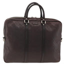 GUCCI Diamante Business Bag Leather Brown Silver 201480 Auth mr2237-1