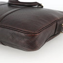 GUCCI Diamante Business Bag Leather Brown Silver 201480 Auth mr2237-12