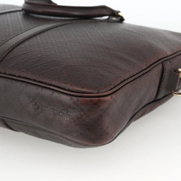 GUCCI Diamante Business Bag Leather Brown Silver 201480 Auth mr2237
