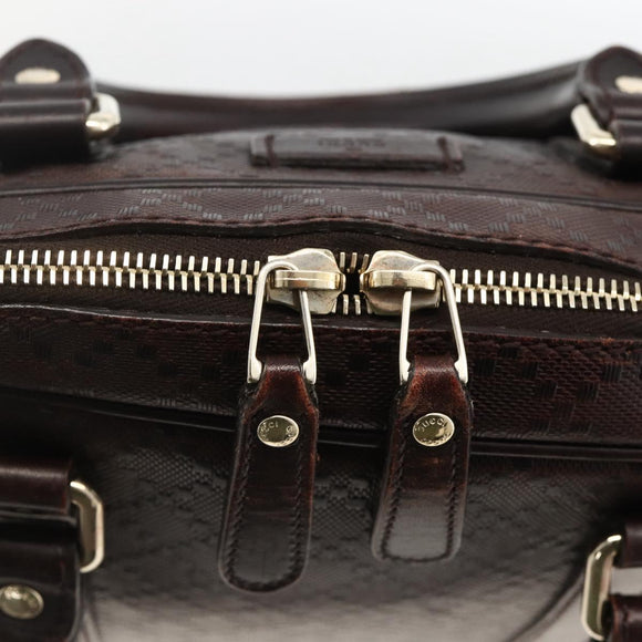 GUCCI Diamante Business Bag Leather Brown Silver 201480 Auth mr2237