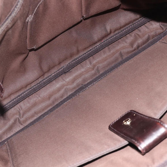 GUCCI Diamante Business Bag Leather Brown Silver 201480 Auth mr2237