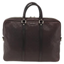 GUCCI Diamante Business Bag Leather Brown Silver 201480 Auth mr2237-2