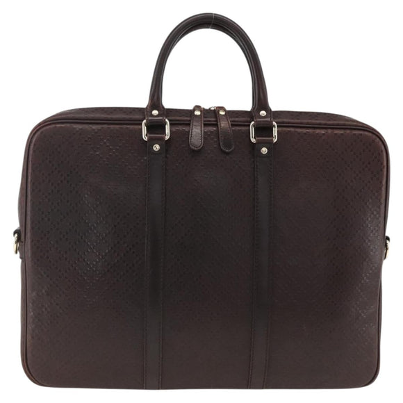 GUCCI Diamante Business Bag Leather Brown Silver 201480 Auth mr2237