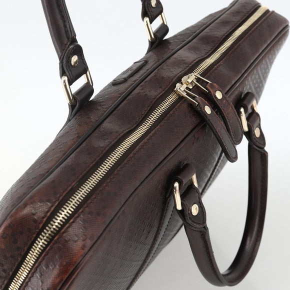 GUCCI Diamante Business Bag Leather Brown Silver 201480 Auth mr2237