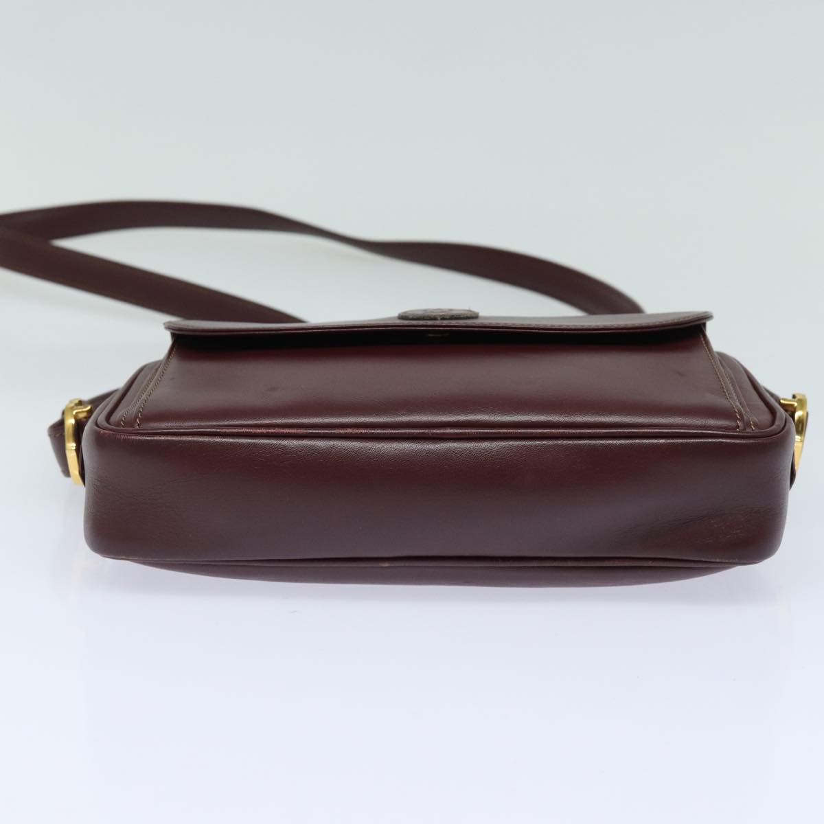 CARTIER Shoulder Bag Leather Bordeaux Auth mr224