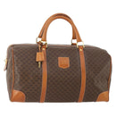 CELINE Macadam Canvas Boston Bag PVC Leather Brown Gold Auth mr2241-1