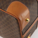 CELINE Macadam Canvas Boston Bag PVC Leather Brown Gold Auth mr2241-16