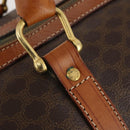 CELINE Macadam Canvas Boston Bag PVC Leather Brown Gold Auth mr2241-17