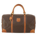 CELINE Macadam Canvas Boston Bag PVC Leather Brown Gold Auth mr2241-13