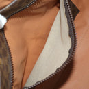 CELINE Macadam Canvas Boston Bag PVC Leather Brown Gold Auth mr2241-23
