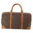 CELINE Macadam Canvas Boston Bag PVC Leather Brown Gold Auth mr2241-2