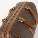 CELINE Macadam Canvas Boston Bag PVC Leather Brown Gold Auth mr2241-6