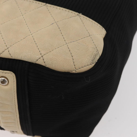 CHANEL Sports Hand Bag Canvas Black Silver CC Auth mr2244