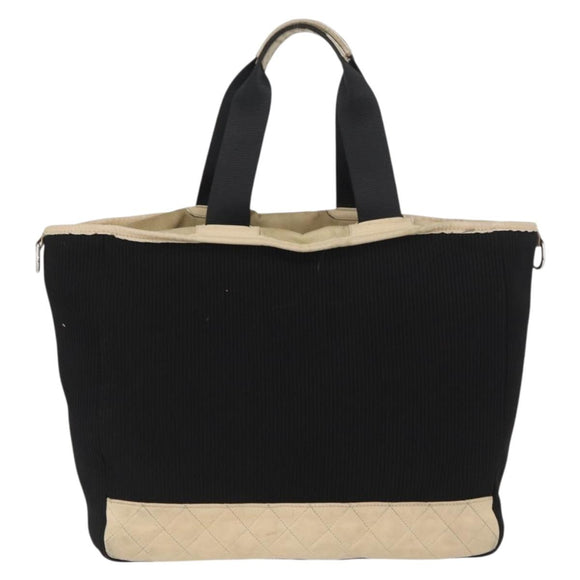 CHANEL Sports Hand Bag Canvas Black Silver CC Auth mr2244
