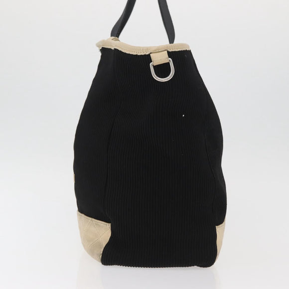 CHANEL Sports Hand Bag Canvas Black Silver CC Auth mr2244