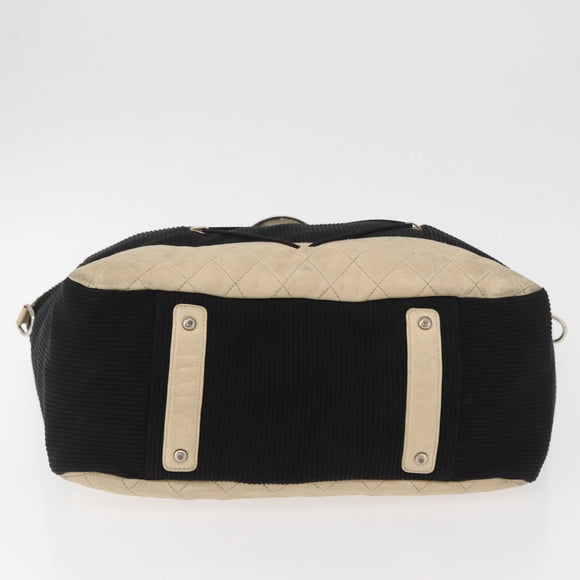 CHANEL Sports Hand Bag Canvas Black Silver CC Auth mr2244