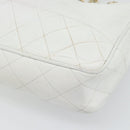 CHANEL Chain Shoulder Bag Leather White Gold CC Auth mr2247-16
