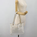 CHANEL Chain Shoulder Bag Leather White Gold CC Auth mr2247-23