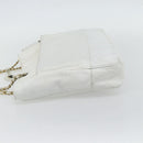 CHANEL Chain Shoulder Bag Leather White Gold CC Auth mr2247-3