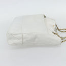 CHANEL Chain Shoulder Bag Leather White Gold CC Auth mr2247-4