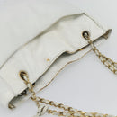 CHANEL Chain Shoulder Bag Leather White Gold CC Auth mr2247-6