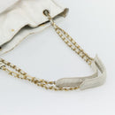 CHANEL Chain Shoulder Bag Leather White Gold CC Auth mr2247-7