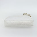 CHANEL Chain Shoulder Bag Leather White Gold CC Auth mr2247-5