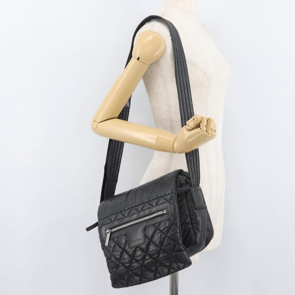 CHANEL Cococoon Shoulder Bag Nylon Black CC Auth mr2250V