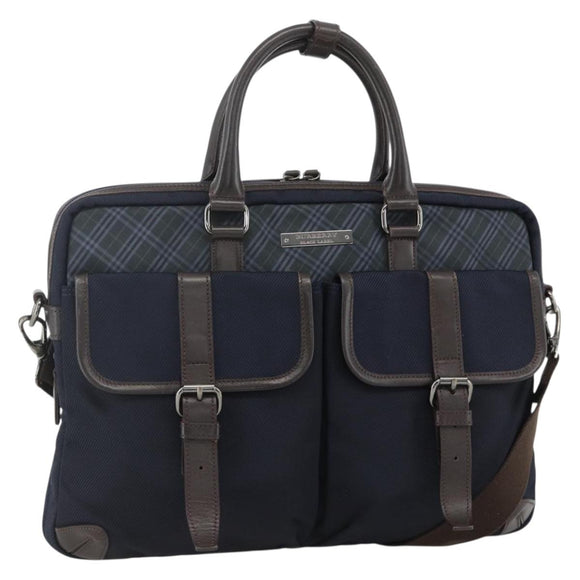 BURBERRY Black Label Business Bag 2way Black Silver Auth mr2251