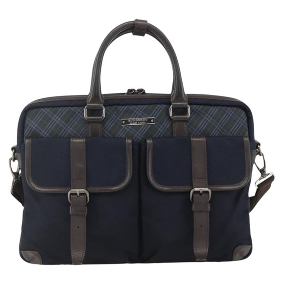 BURBERRY Black Label Business Bag 2way Black Silver Auth mr2251