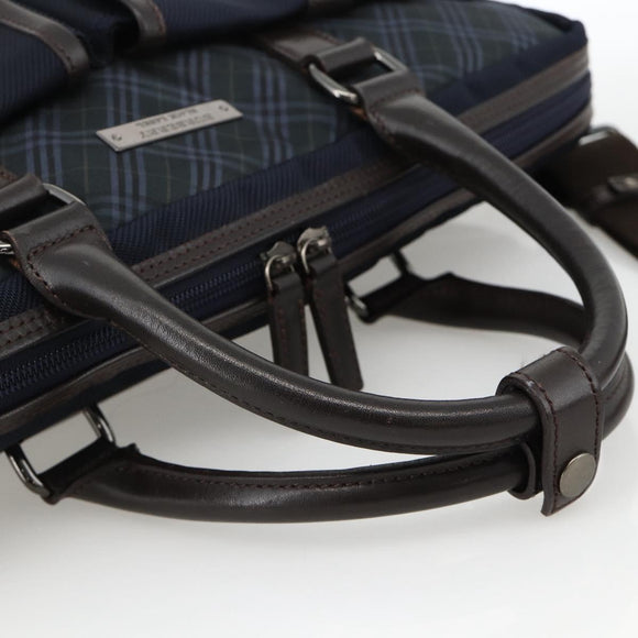 BURBERRY Black Label Business Bag 2way Black Silver Auth mr2251