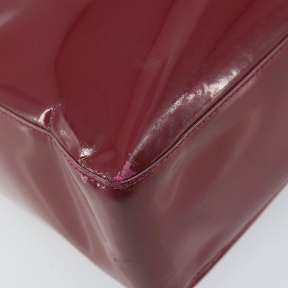 CHANEL Tote Bag Patent leather Red Gold CC Auth mr2255