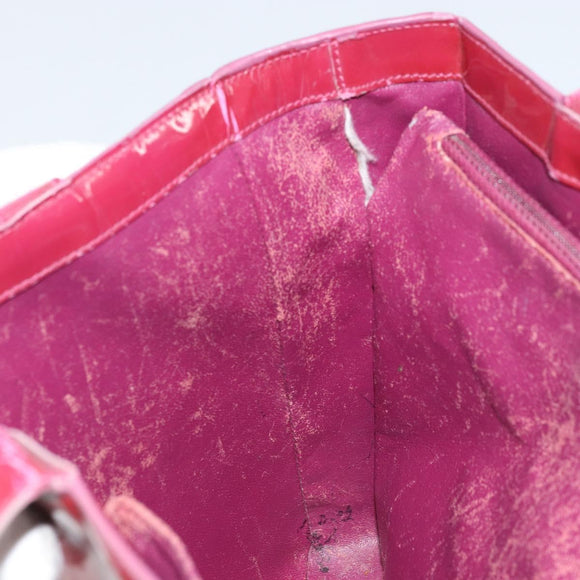 CHANEL Tote Bag Patent leather Red Gold CC Auth mr2255