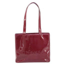 CHANEL Tote Bag Patent leather Red Gold CC Auth mr2255-13