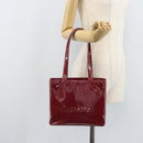 CHANEL Tote Bag Patent leather Red Gold CC Auth mr2255-24