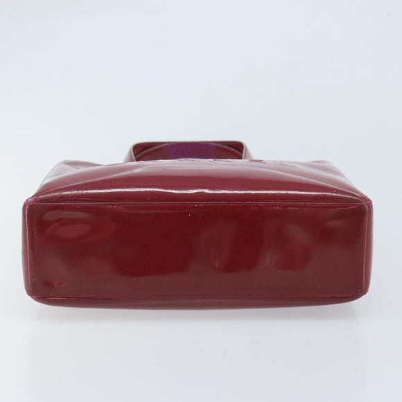 CHANEL Tote Bag Patent leather Red Gold CC Auth mr2255