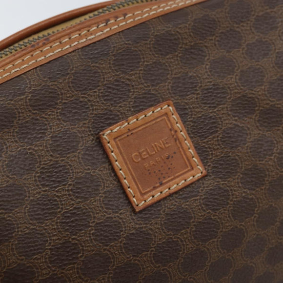 CELINE Macadam Canvas Pouch PVC Leather Brown Gold Auth mr2257
