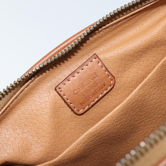 CELINE Macadam Canvas Pouch PVC Leather Brown Gold Auth mr2257