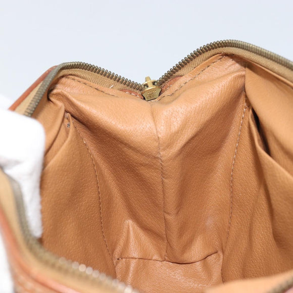CELINE Macadam Canvas Pouch PVC Leather Brown Gold Auth mr2257