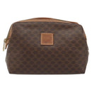 CELINE Macadam Canvas Pouch PVC Leather Brown Gold Auth mr2257-13